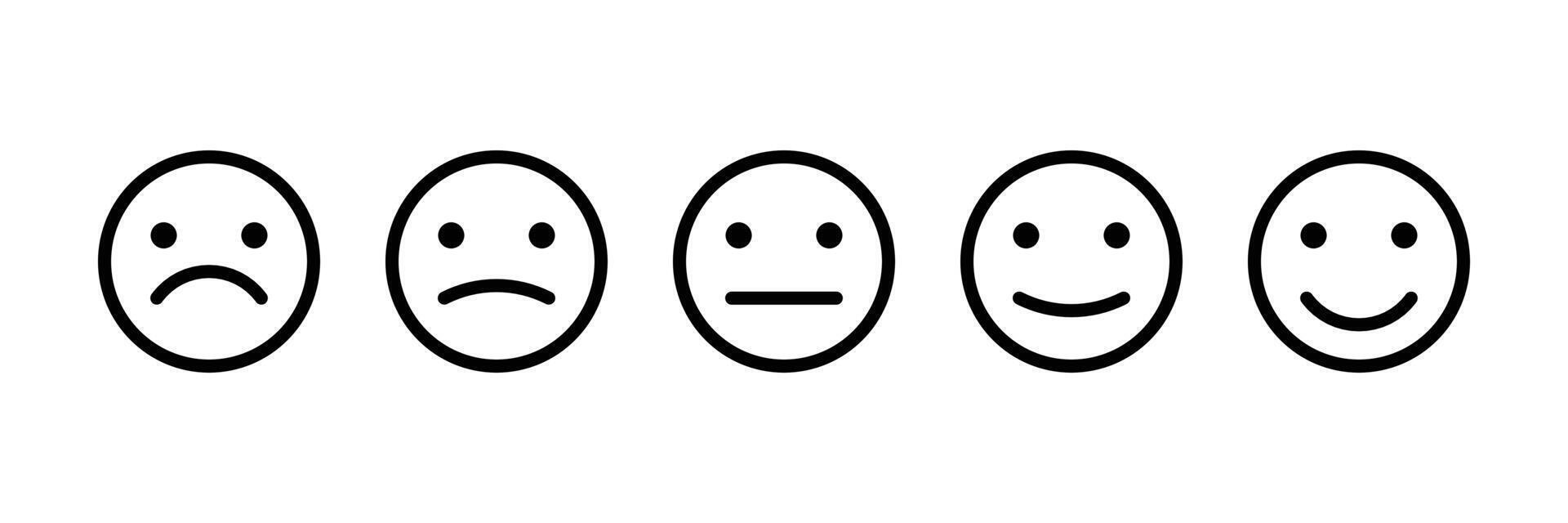 Emotions, rate your experience, feedback concept icons in line style design isolated on white background. Editable stroke. vector