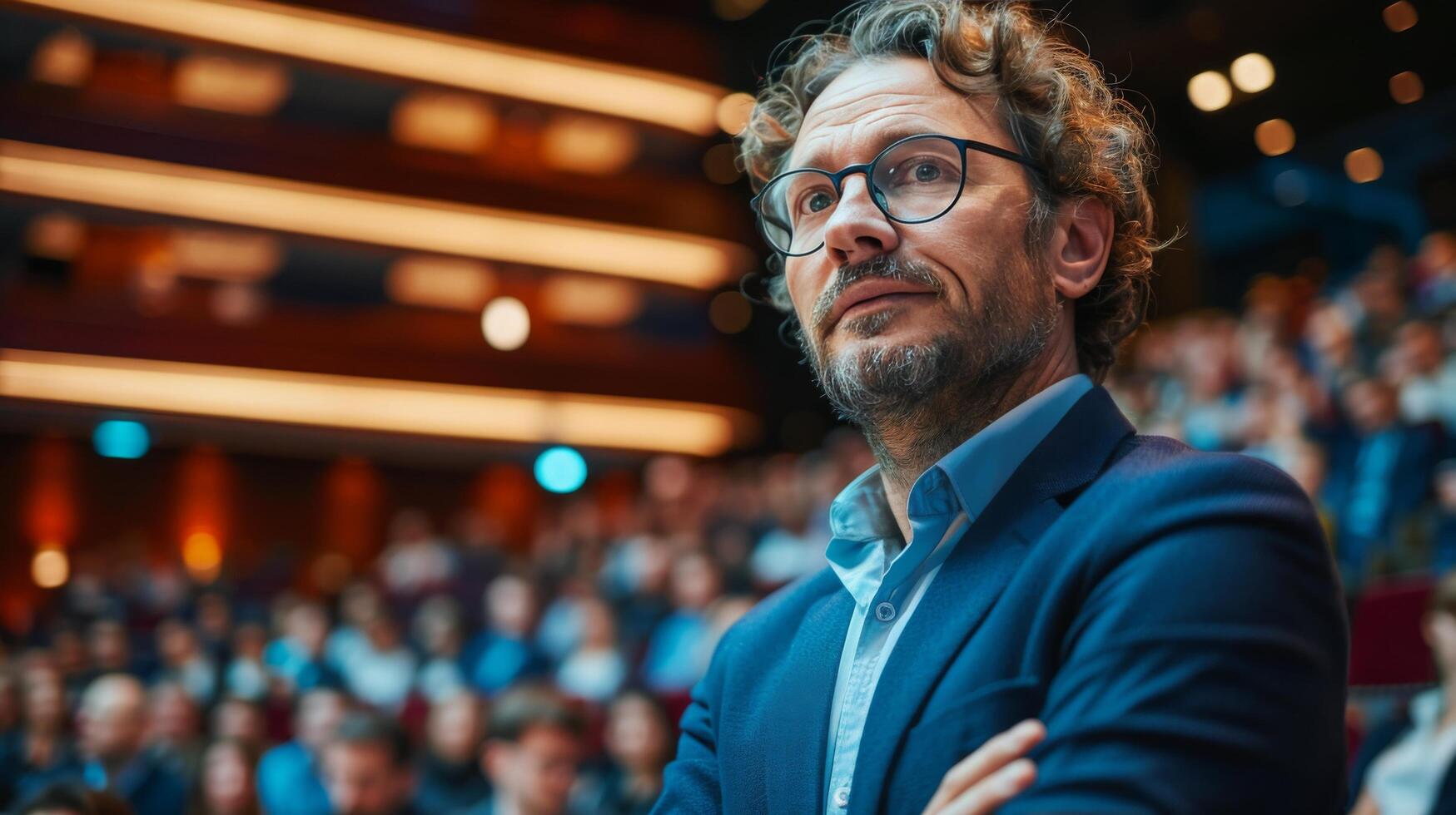 Man Standing in Front of Crowd of People photo
