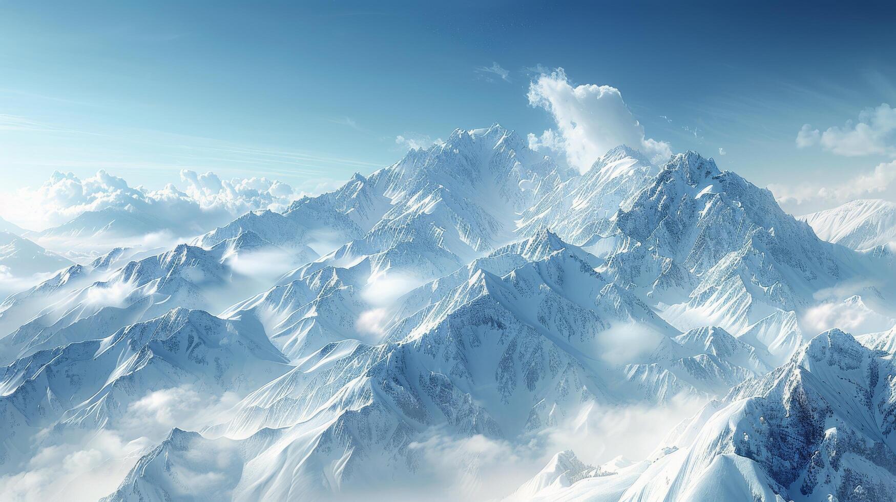 Snow-Covered Mountain Range Under Blue Sky photo