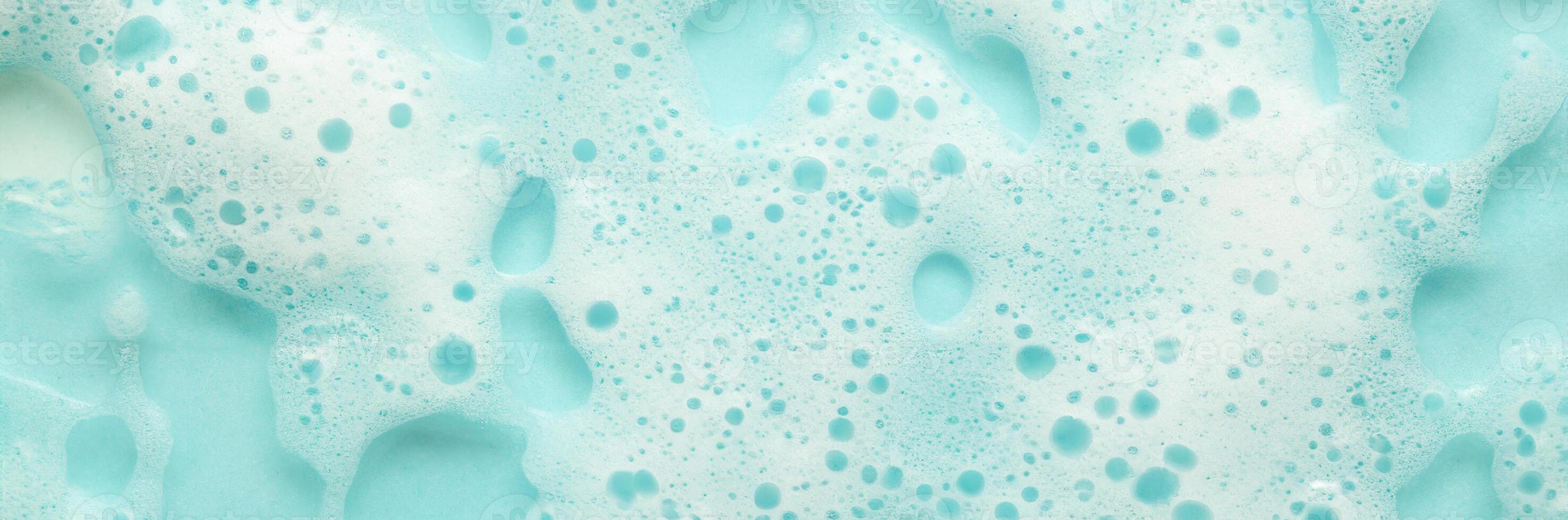 Hygienic Cleaning Concept, Fresh Soap Suds, Bubbles, and Shampoo Foam in Water photo
