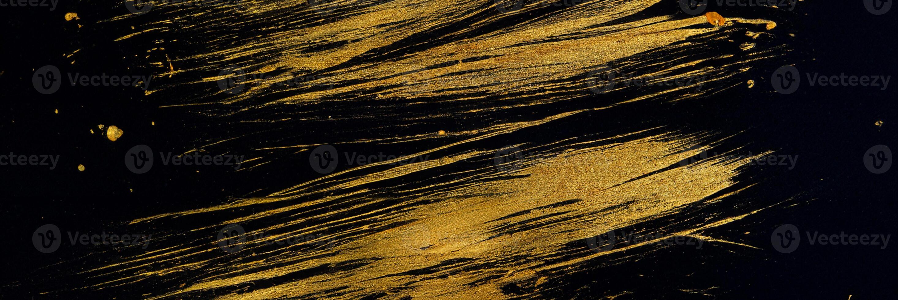 Golden Curved Lines on Black Background, Elegant Web Banner Design photo