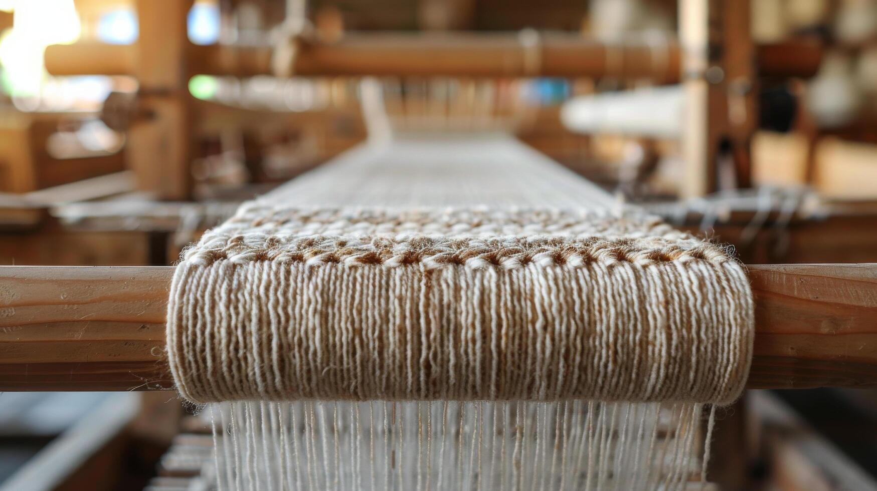 Close Up of Wooden Object With Yarn photo