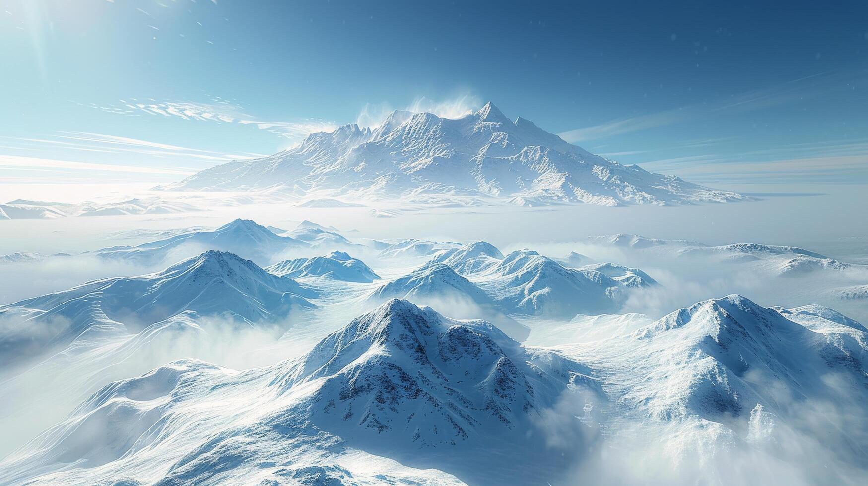 Snow-Covered Mountain Range Under Blue Sky photo