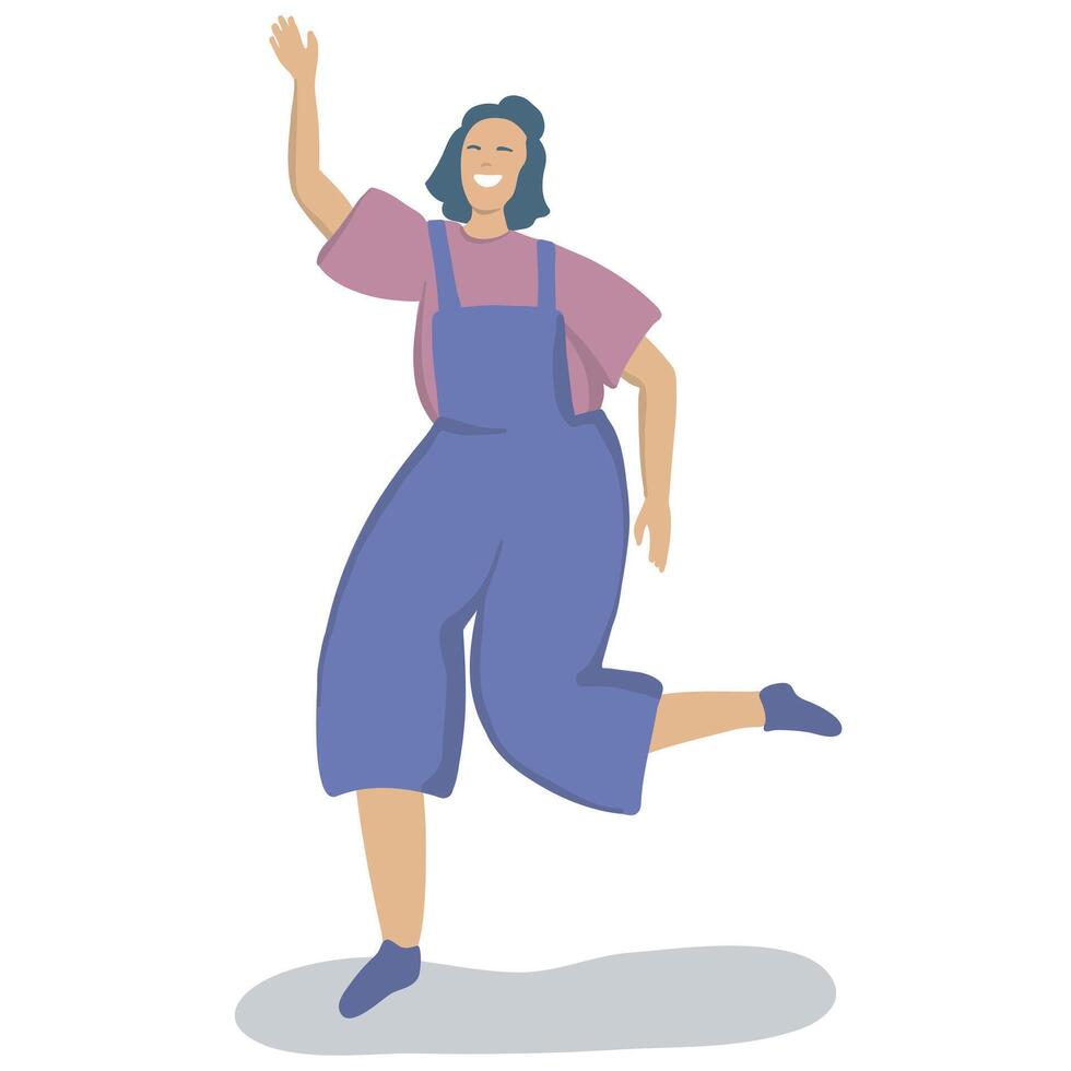 Flat happy people dancing and enjoying life. illustration vector