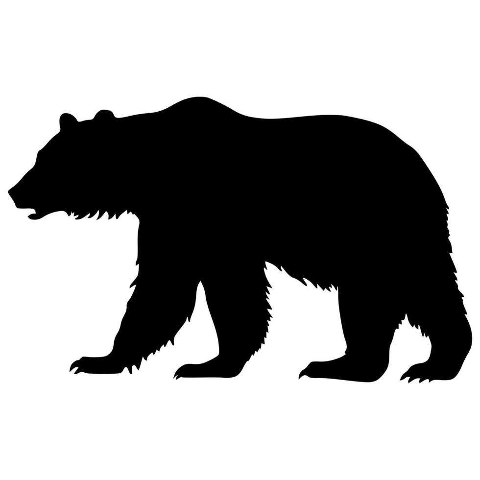 Bear Hand drawn Silhouette . isolated on white graphic element. Wild animal symbol. Retro print design. illustration vector