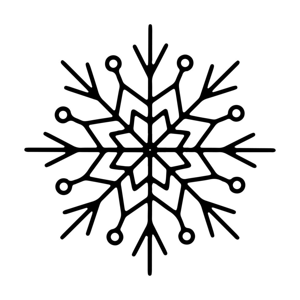 Simple Outline Snowflake Sign. Doodle Snowflake Icon. illustration vector
