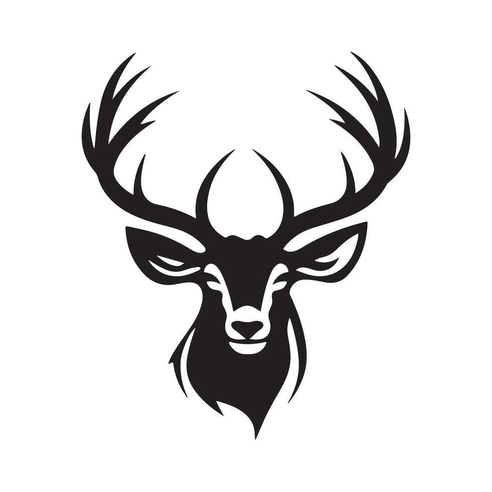 Deer Head Silhouette Hand Drawn Illustration. Elk Symbol Graphic Element. illustration vector