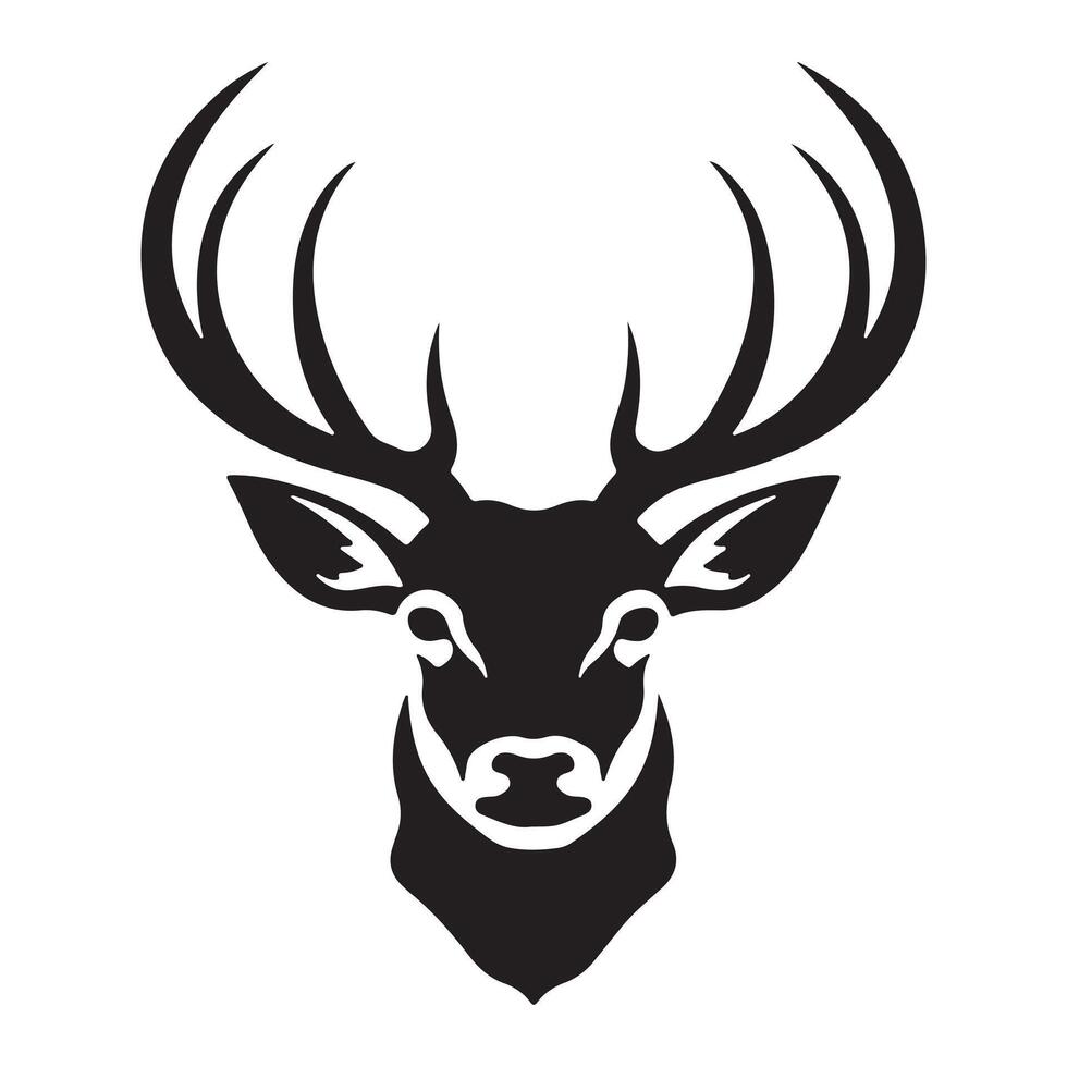 Deer Head Silhouette Hand Drawn Illustration. Elk Symbol Graphic Element. illustration vector
