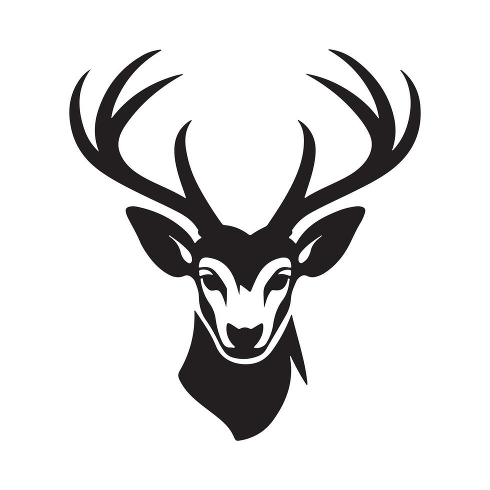 Deer Head Silhouette Hand Drawn Illustration. Elk Symbol Graphic Element. illustration vector