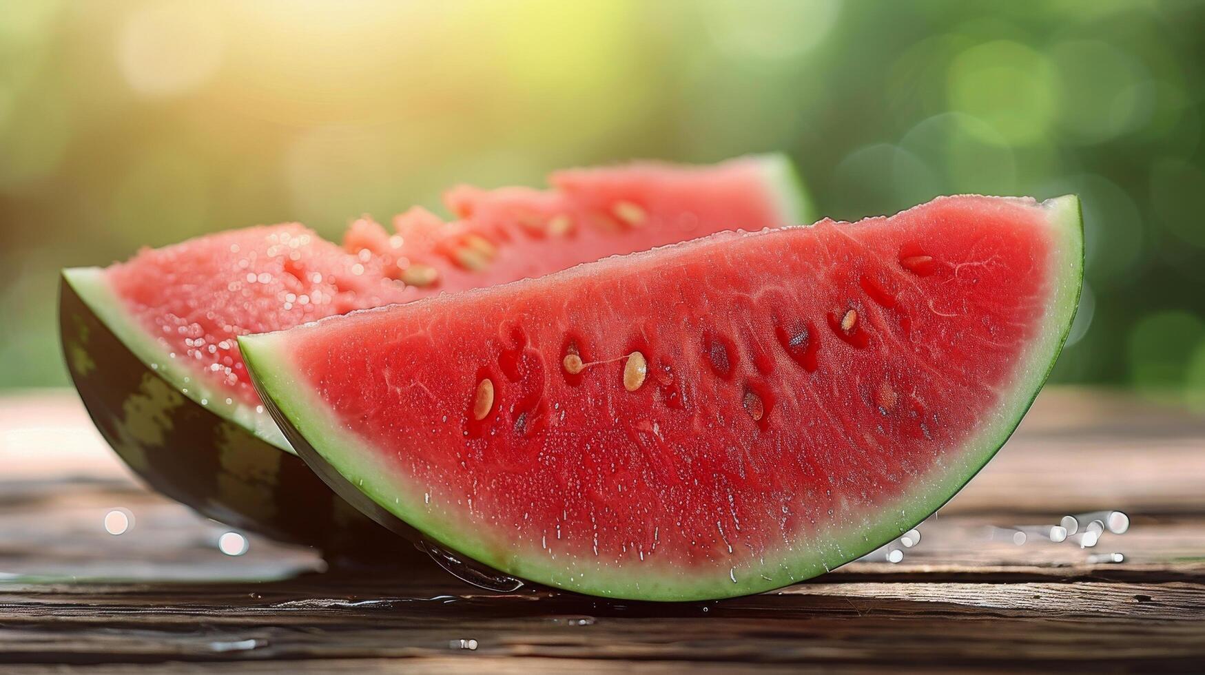 Slice of Watermelon on Picnic Table photo