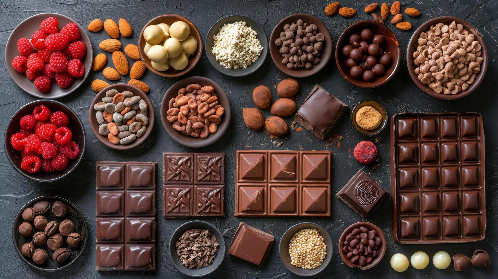 Assorted Chocolates and Nuts Arranged in Bowls photo