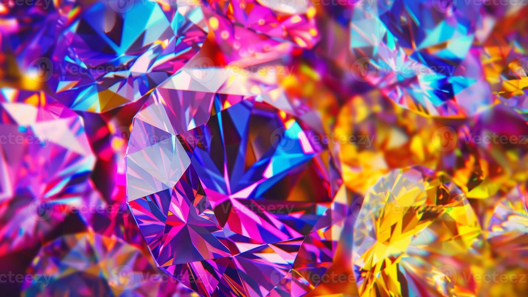 Close-up of a large shining colourful diamonds on a bokeh brilliant background photo