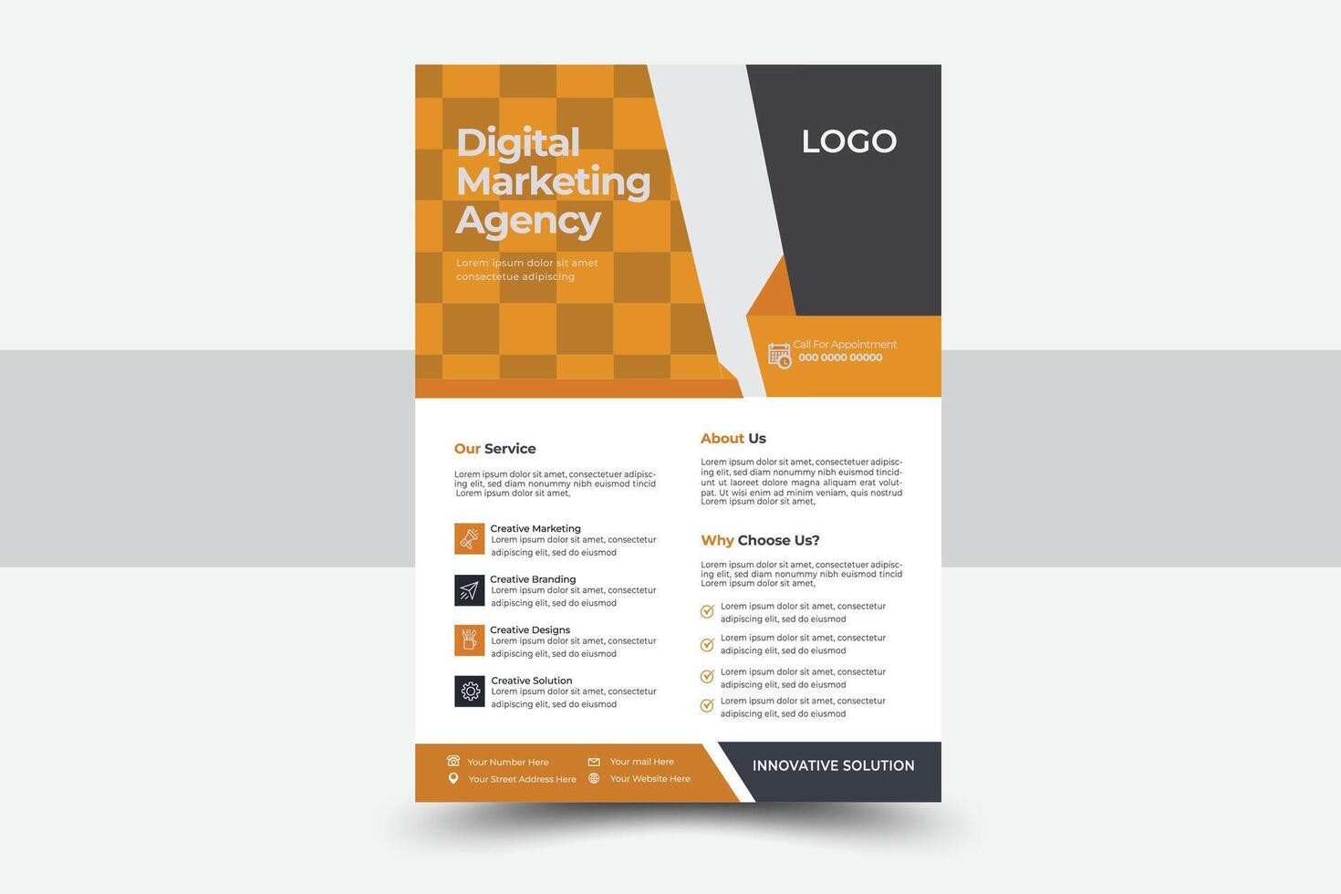 Modern Business Flyer Design, Two Color, Template, A4 Size vector