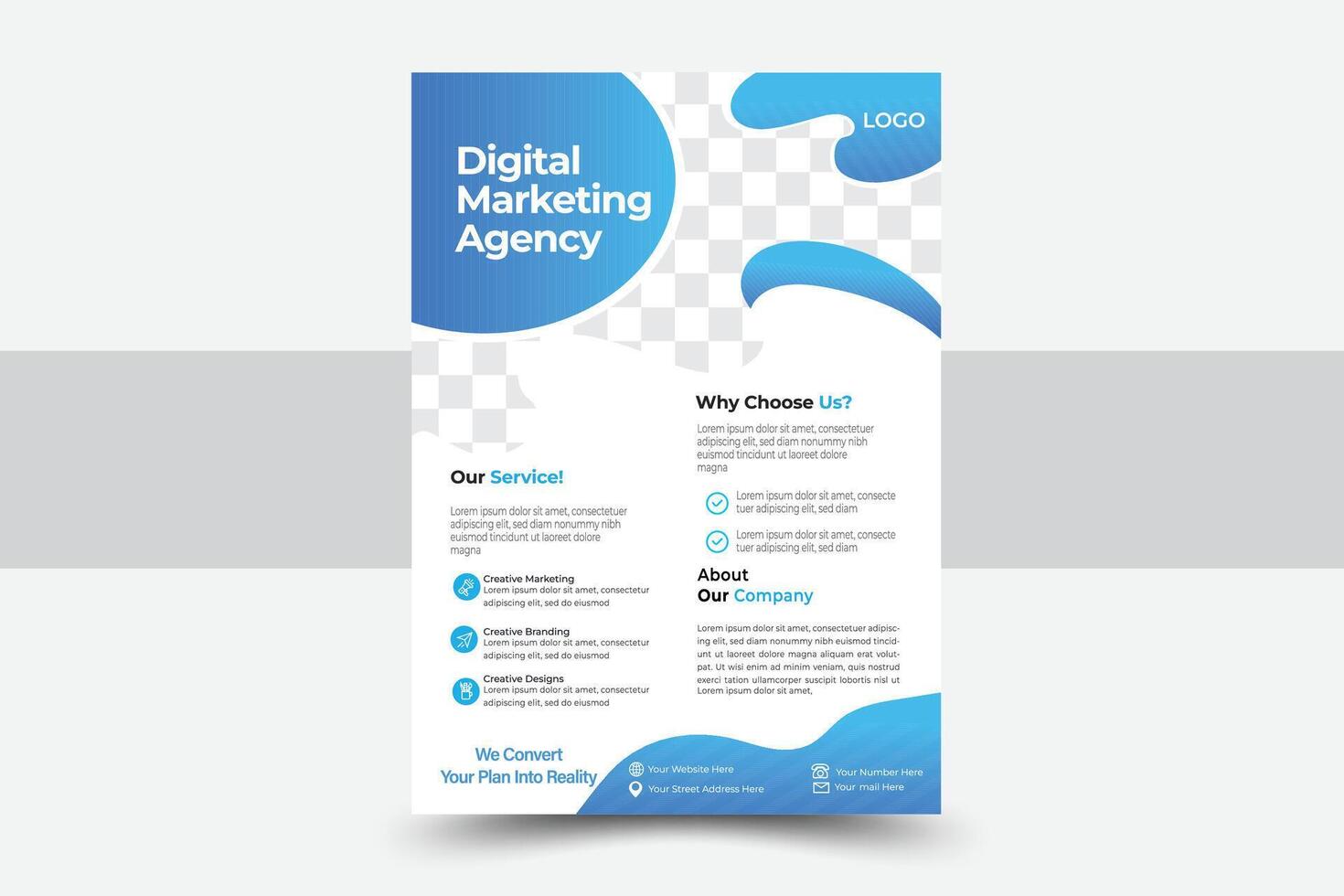 Modern Business Flyer Design, Two Color, Template, A4 Size vector