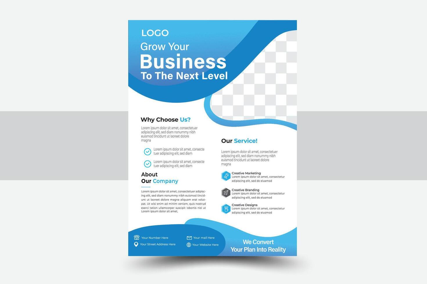 Modern Business Flyer Design, Two Color, Template, A4 Size vector