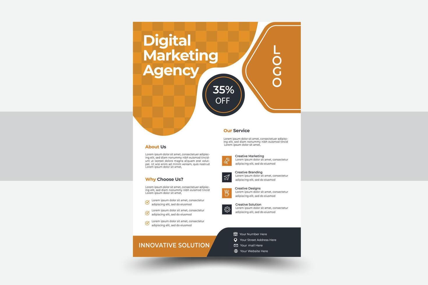 Modern Business Flyer Design, Two Color, Template, A4 Size vector