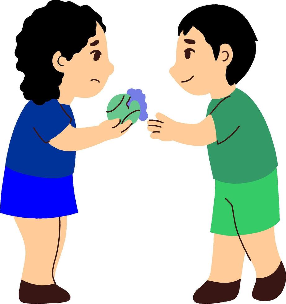 two children are holding flowers in front of each other vector