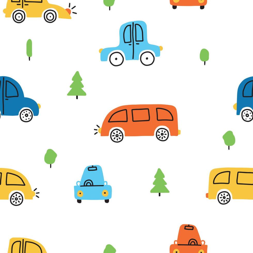 Cute bright cartoon repeat seamless pattern vector