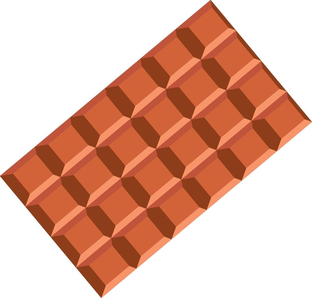 The illustration of a chocolate bar looks like a 3D image, but it is made with isometric columns and a lasso brush vector