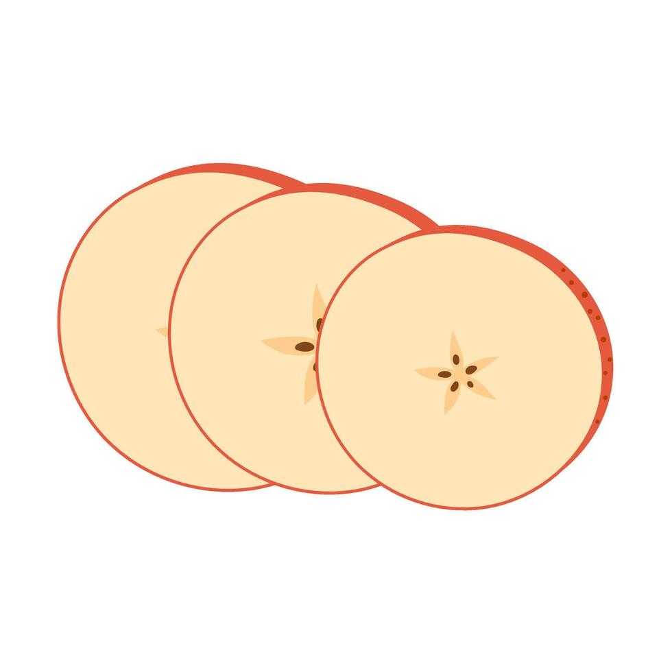 Fresh ripe chopped Pear. Slice of fresh red Pear. Healthy vegetarian snack, cut fruit for design or infographic. Hand drawn Trendy flat style isolated on transparent background illustration vector