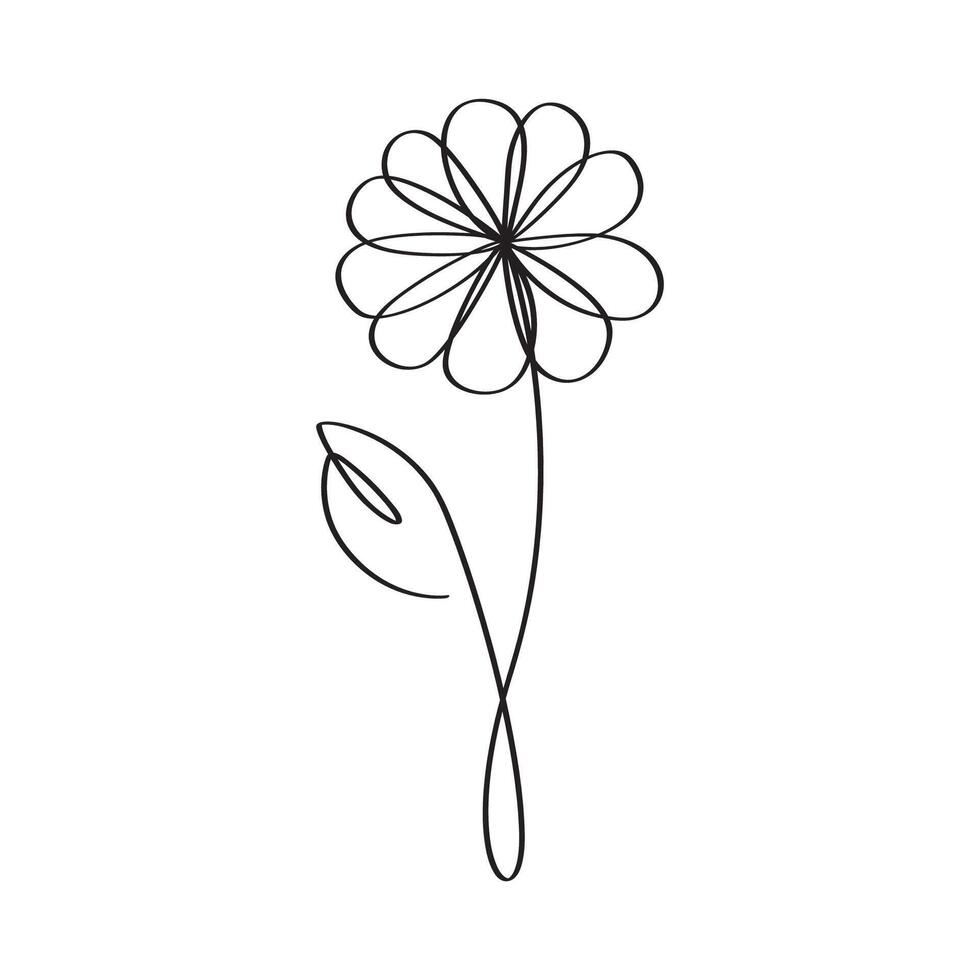 a flower drawn in one line on a white background vector