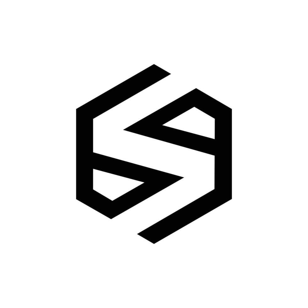Letter S hexagon shape negative logo vector
