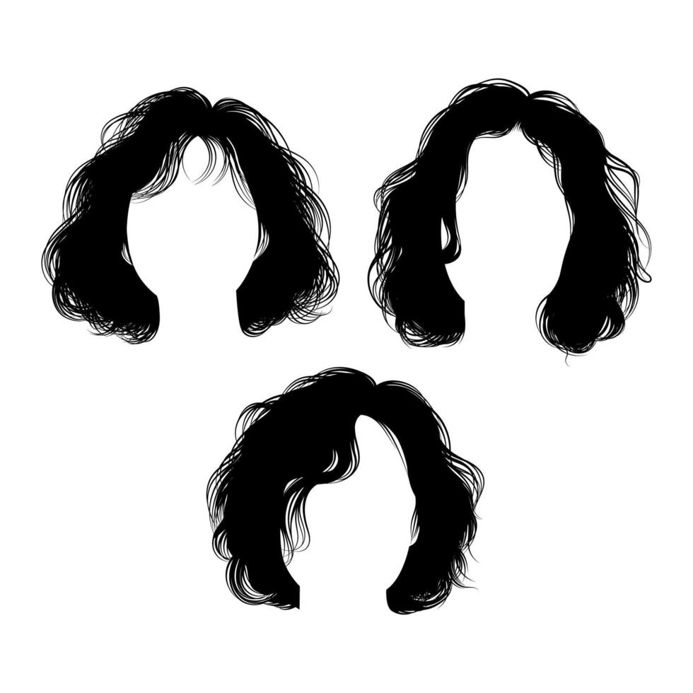 Bundle bob hair details for graphic resources vector
