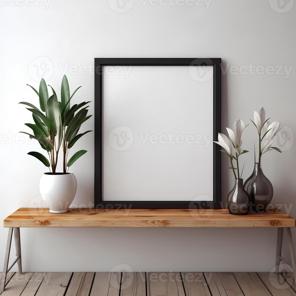 Blank white photo frame