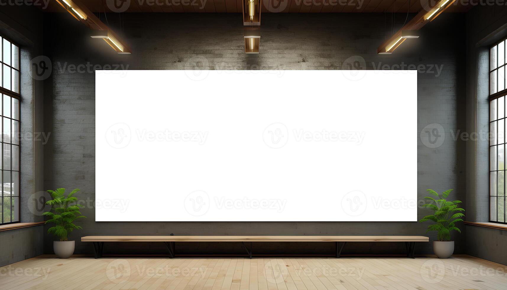 Wall frame mockup blank white screen photo
