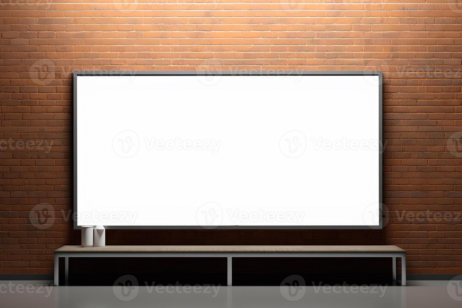 Wall frame mockup blank white screen photo