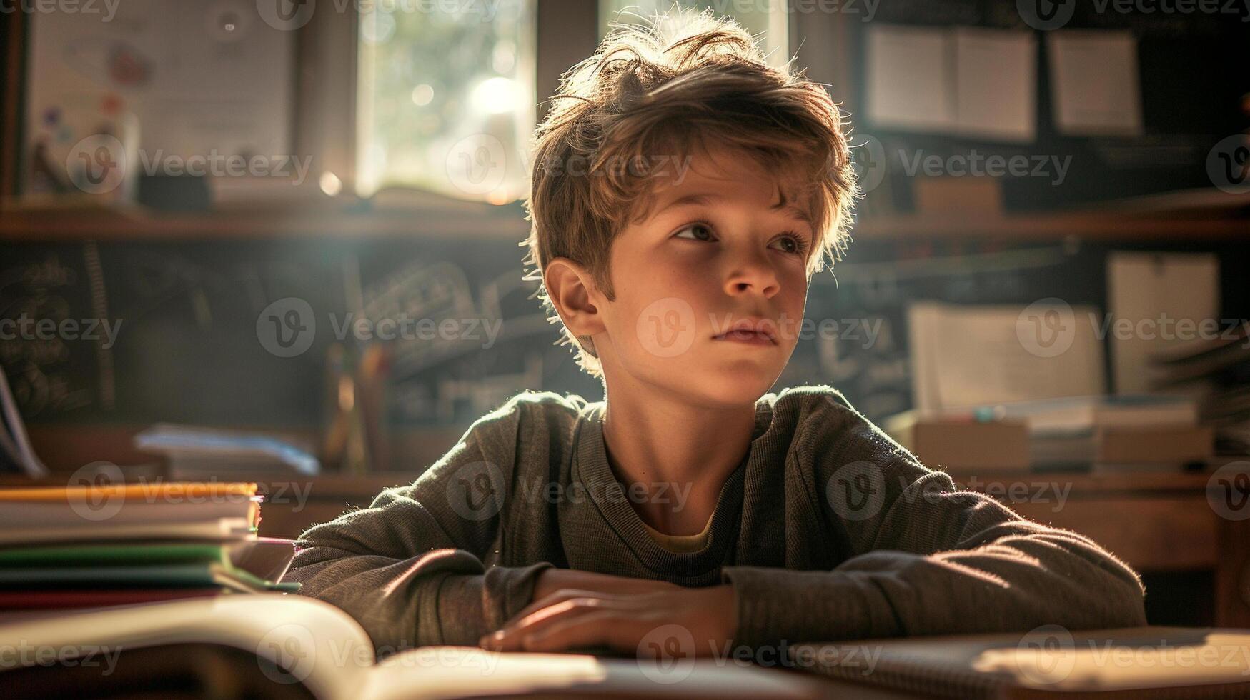 Child studying at classroom photo