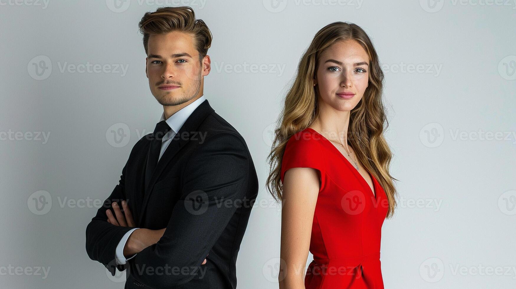 Couple standing and looking at camera photo
