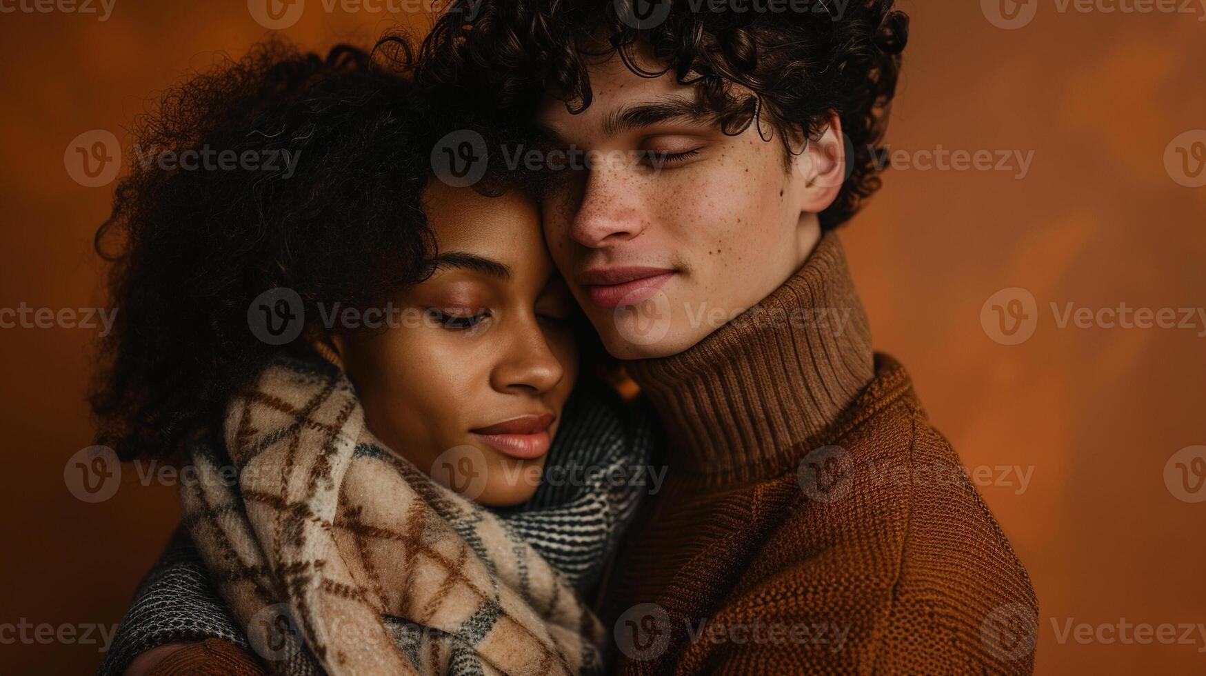 Happy couple in the front of camera photo