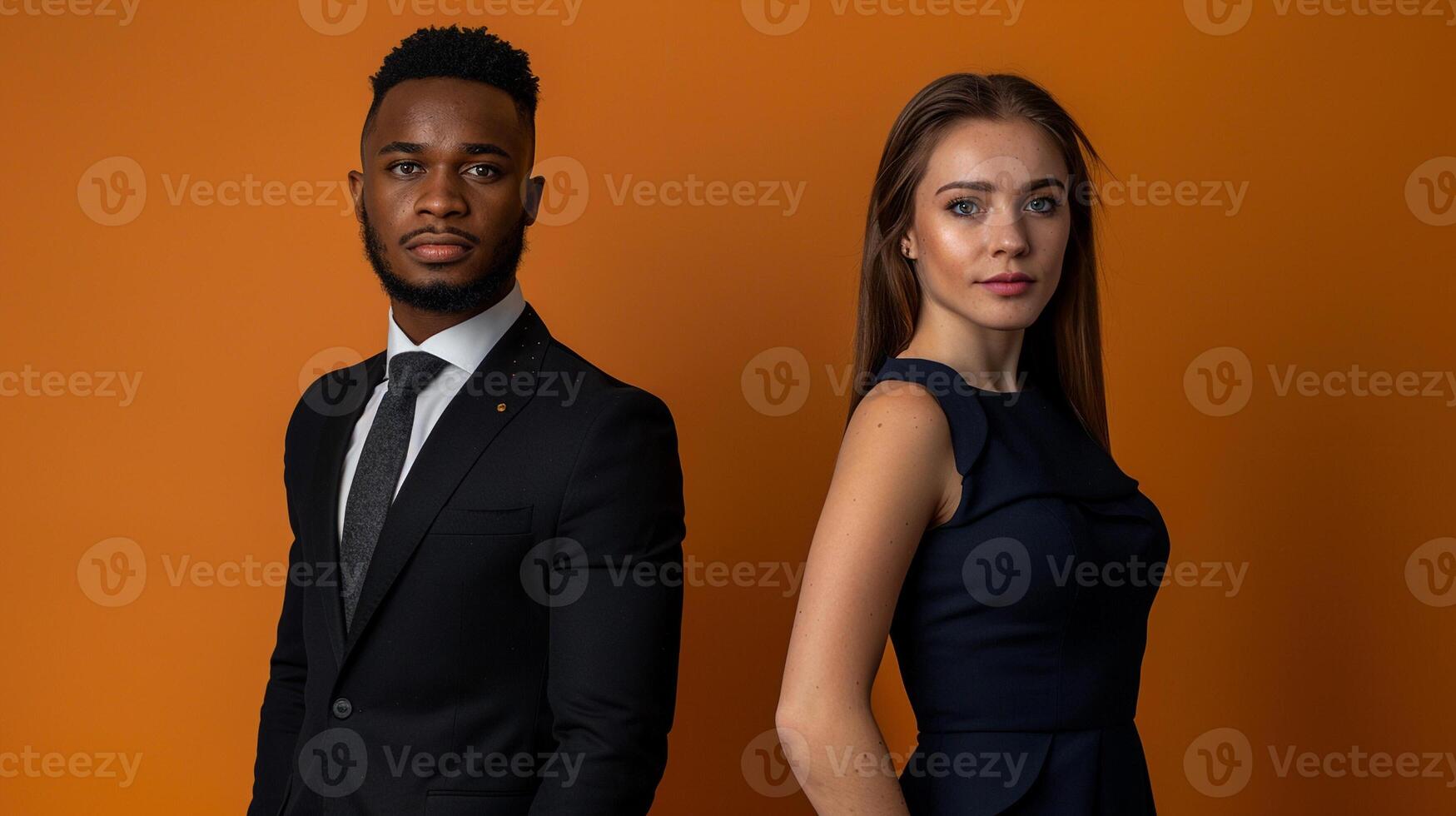 Couple standing and looking at camera photo