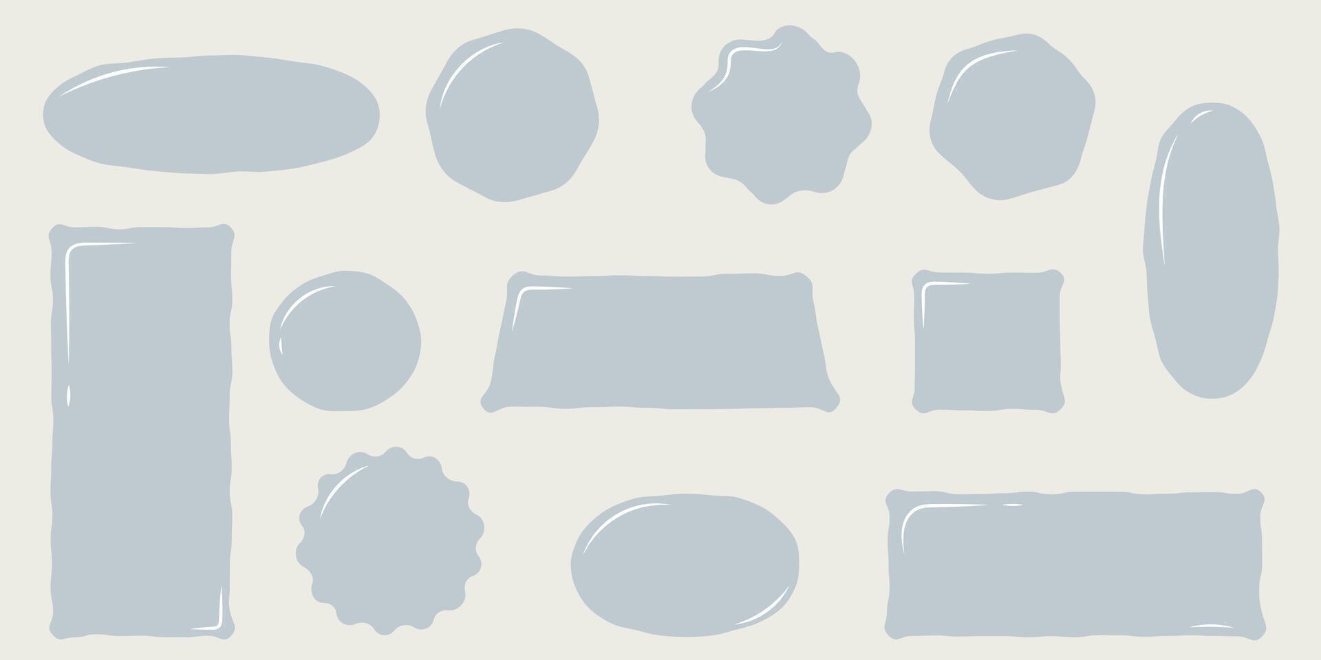 Doodle textbox set. Hand drawn blank quote frames. Isolated text frames vector