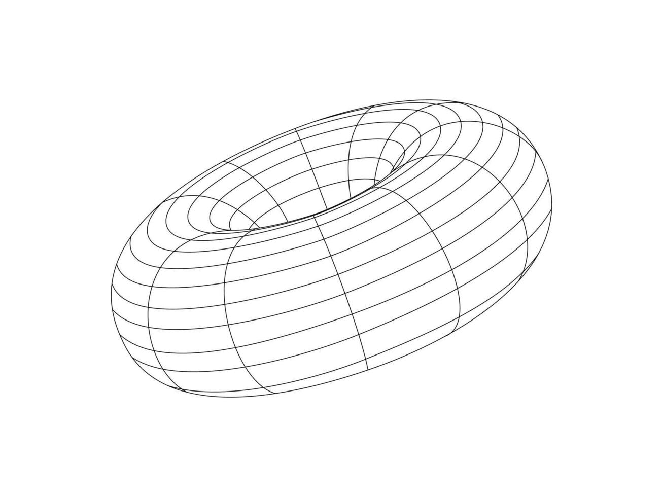 Isolated abstract geometric Y2K wireframe. Editable stroke retro futuristic shape vector