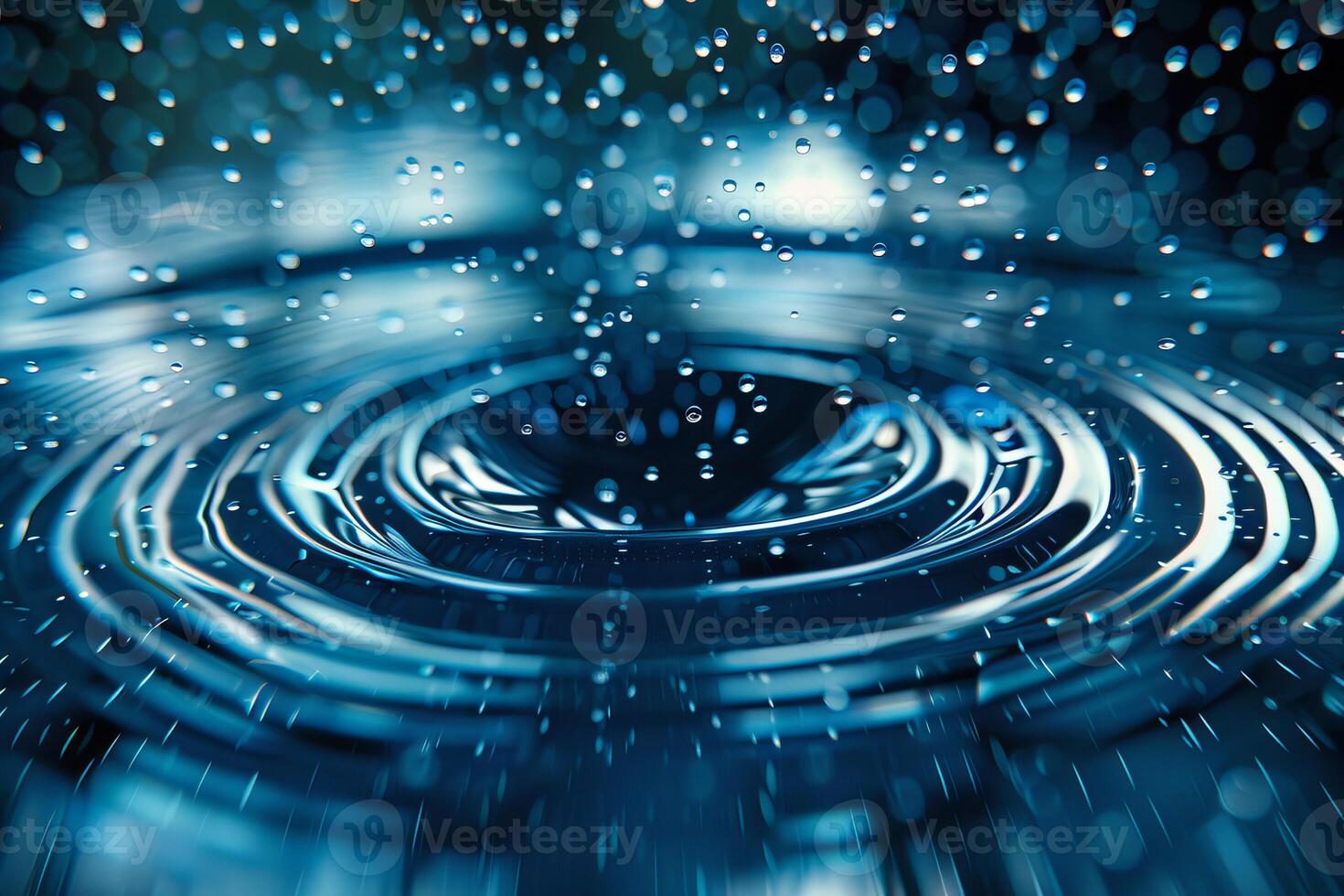 Stunning Water Droplet Creating Ripples on Blue Surface photo