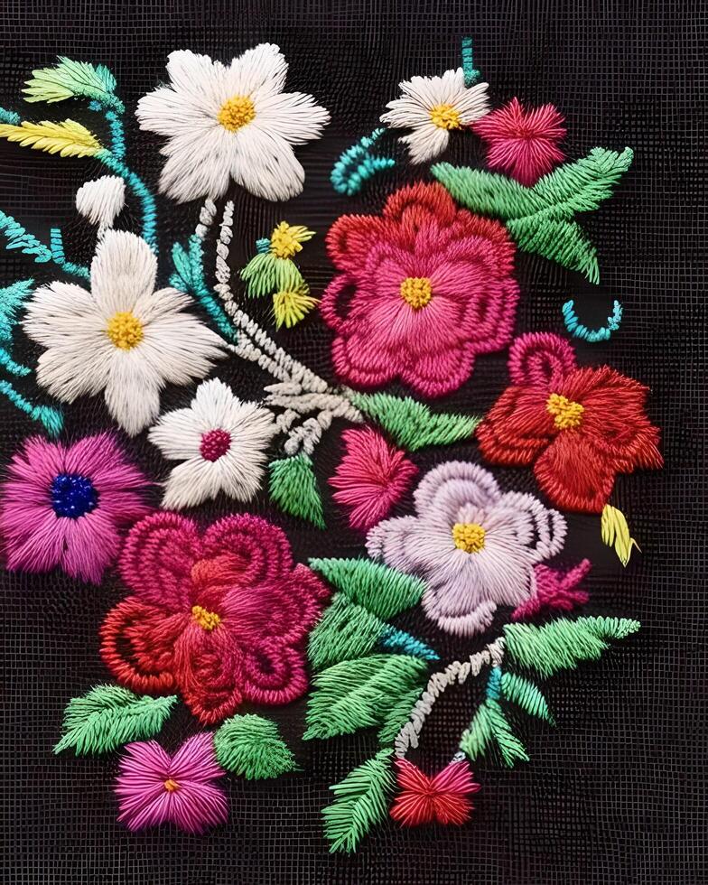 beautiful floral embroidery photo