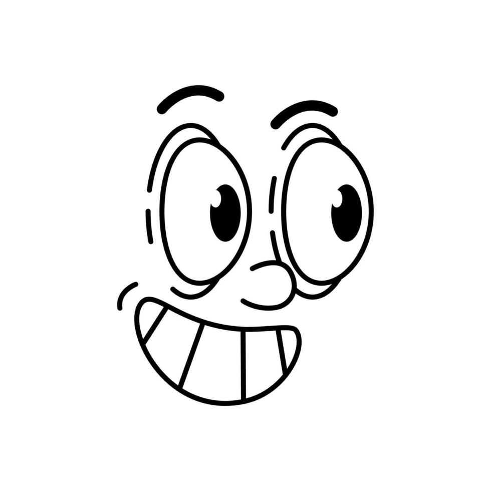 Cartoon funny comic groovy face stare emotion vector