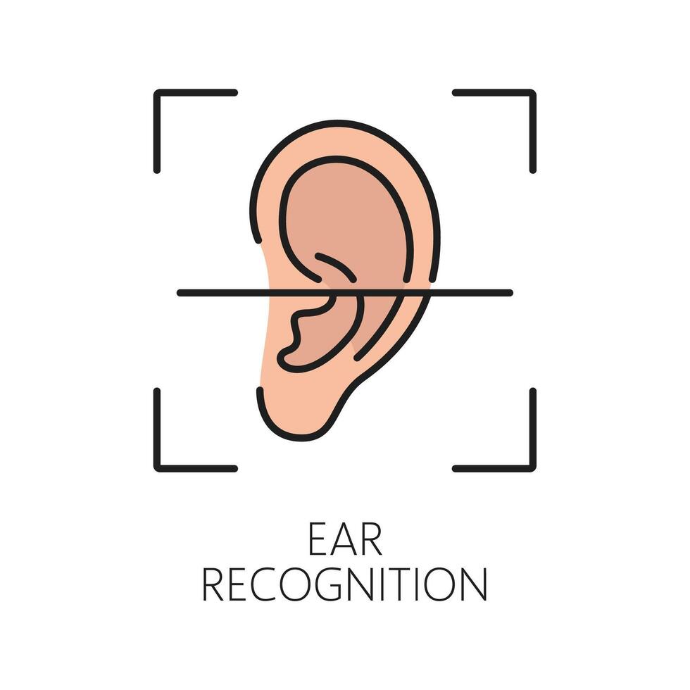 Biometric identification, ear recognition icon vector