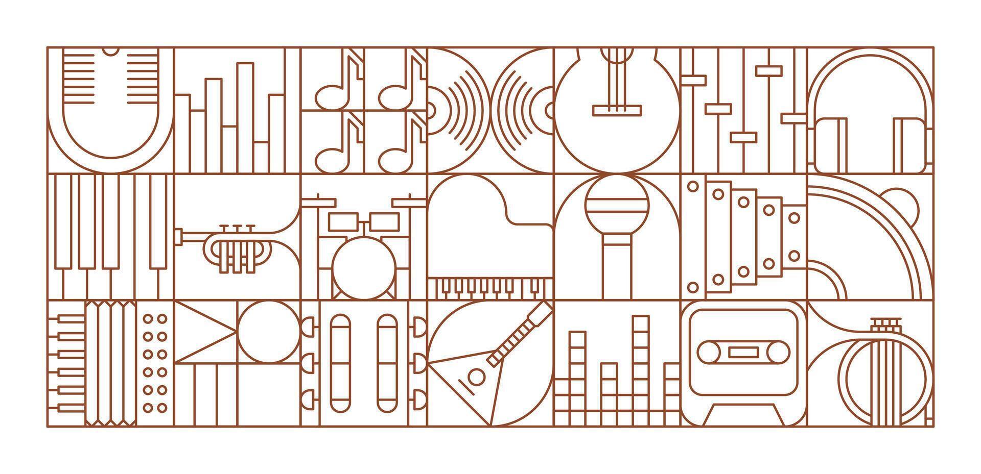 Music modern geometric pattern musical instruments vector