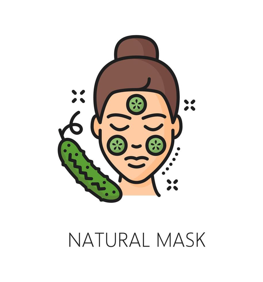 Skincare natural mask cosmetology line color icon vector