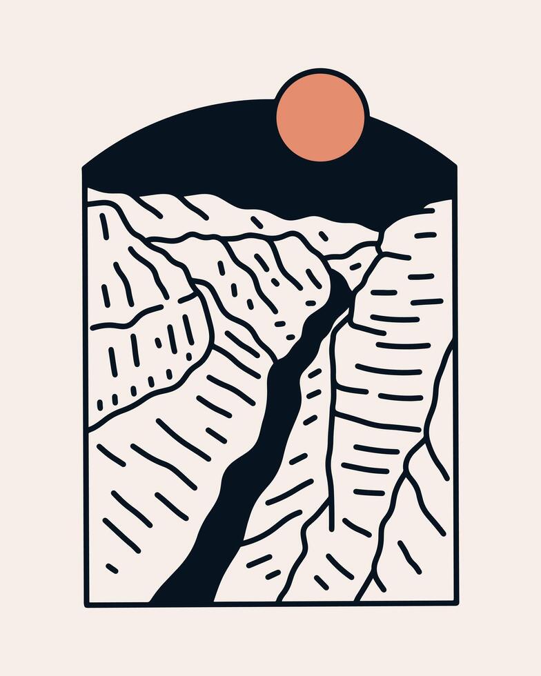 Simply mono line design of Grand canyon national park vector
