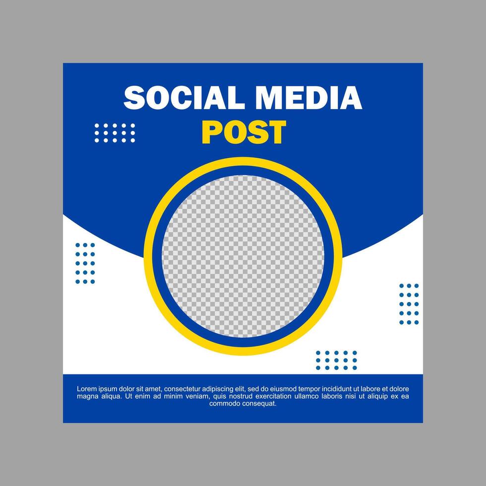 blue and white social media post template design for business promotion. vector