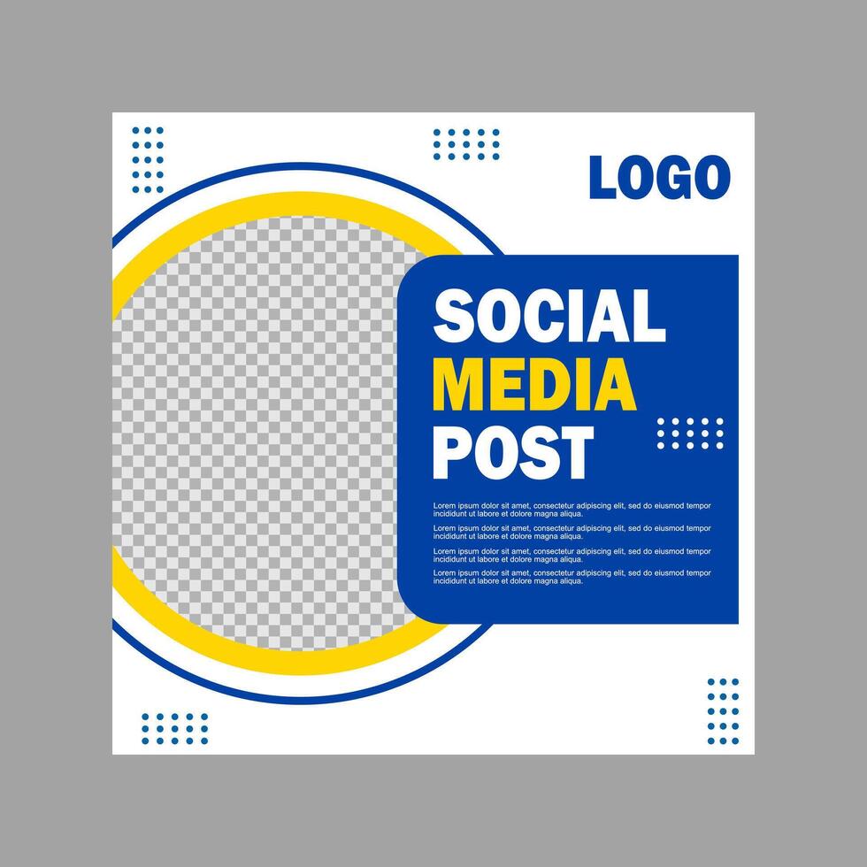 blue and white social media post template design for business promotion. vector