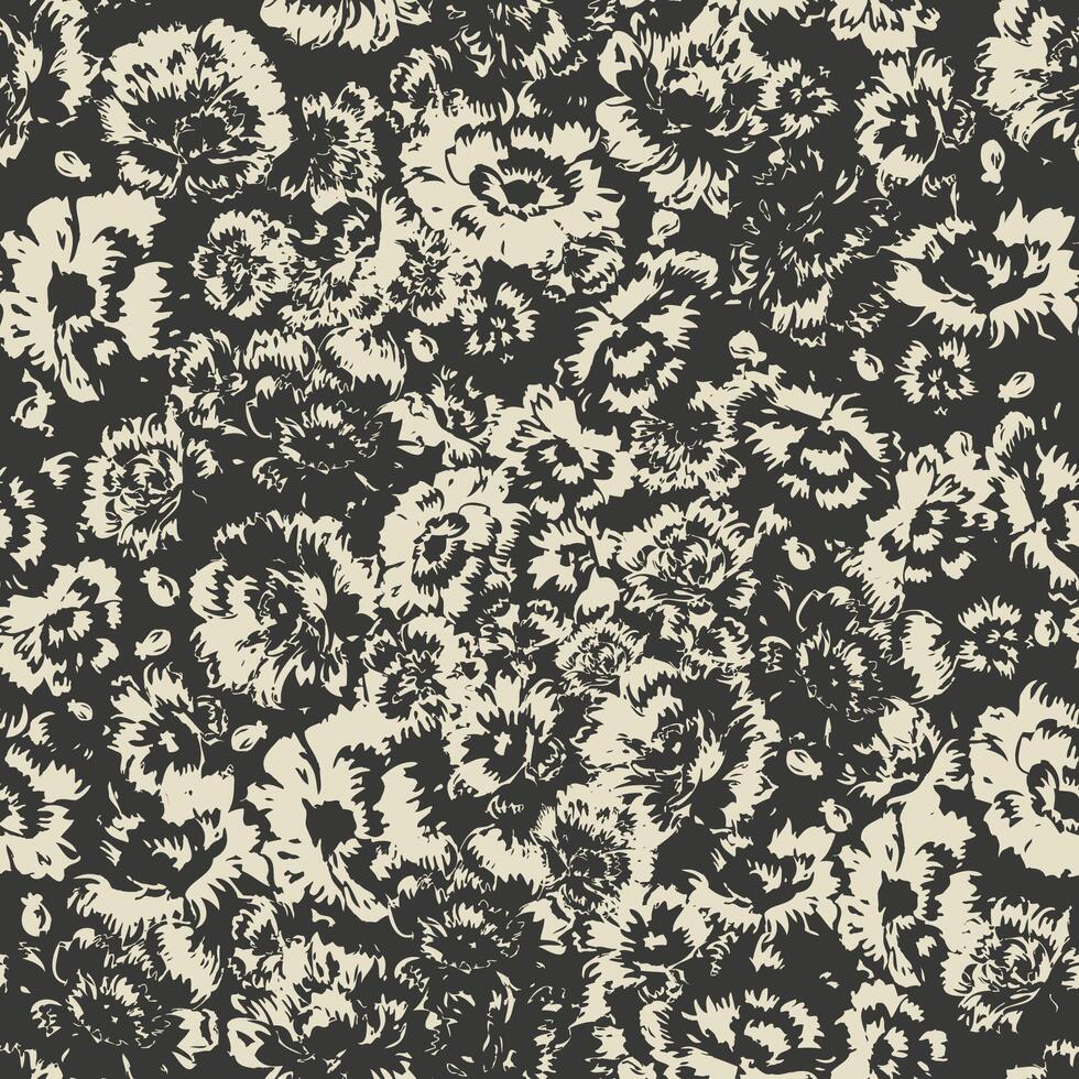 abstract monochrome silhouette flower pattern vector