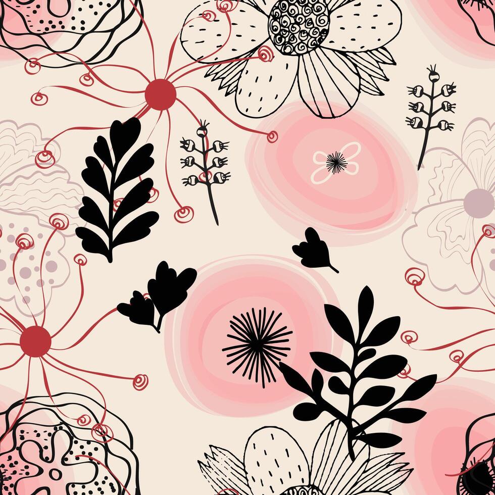 beautiful abstract flower doodle pattern vector
