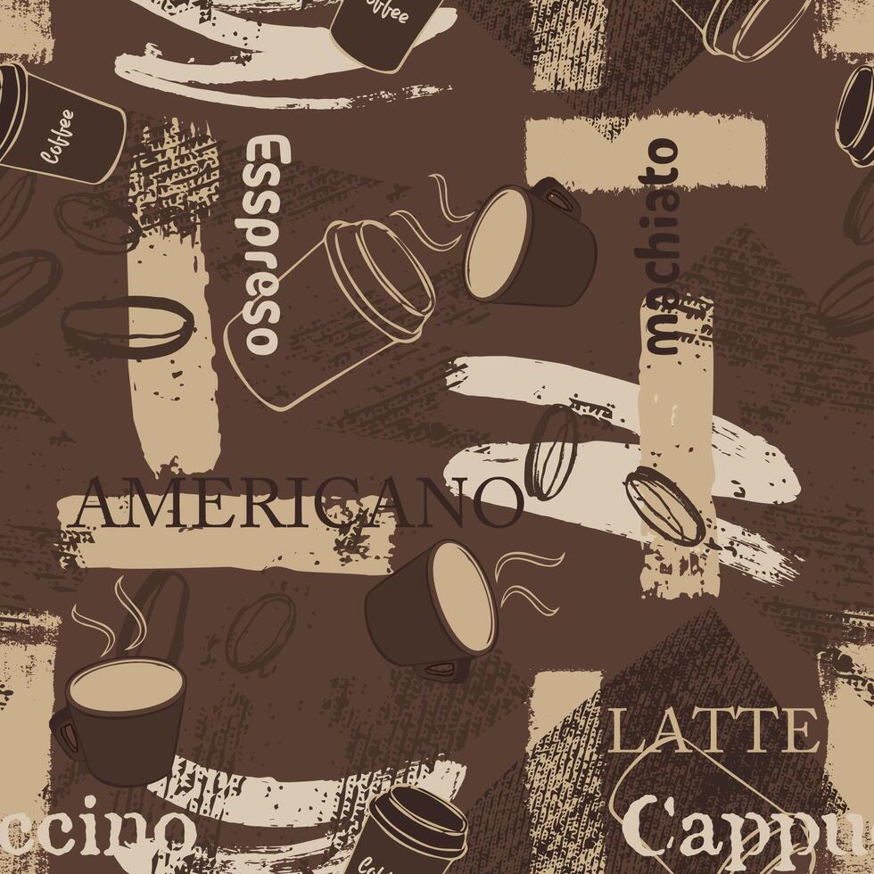 abstract brush coffee background seamless pattern vector