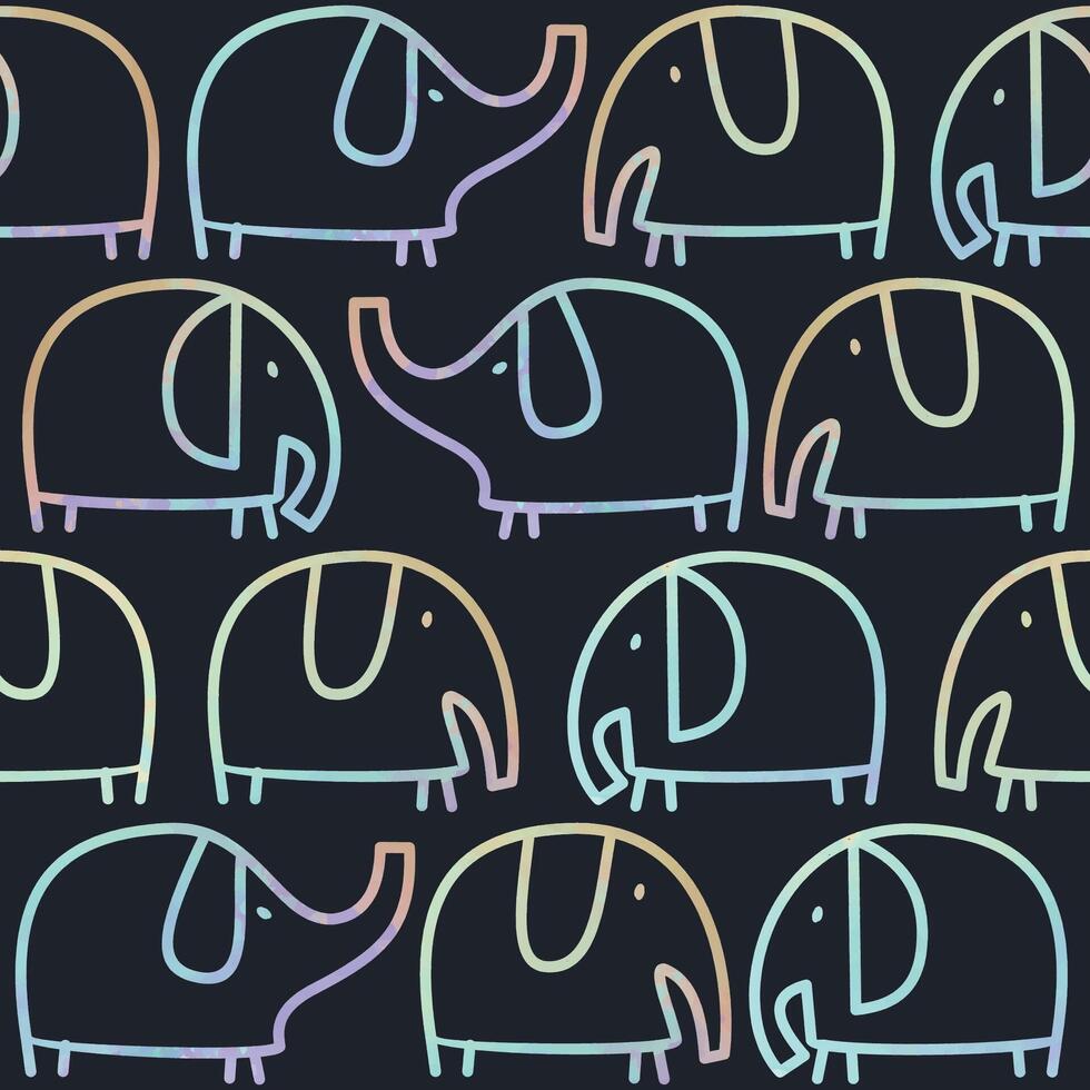 cute abstract elephant doodle pattern vector