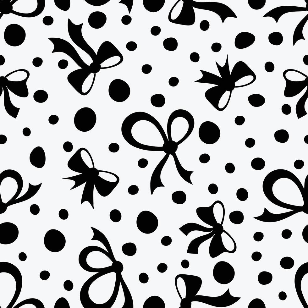 monochrome ribbon bow fabric pattern vector